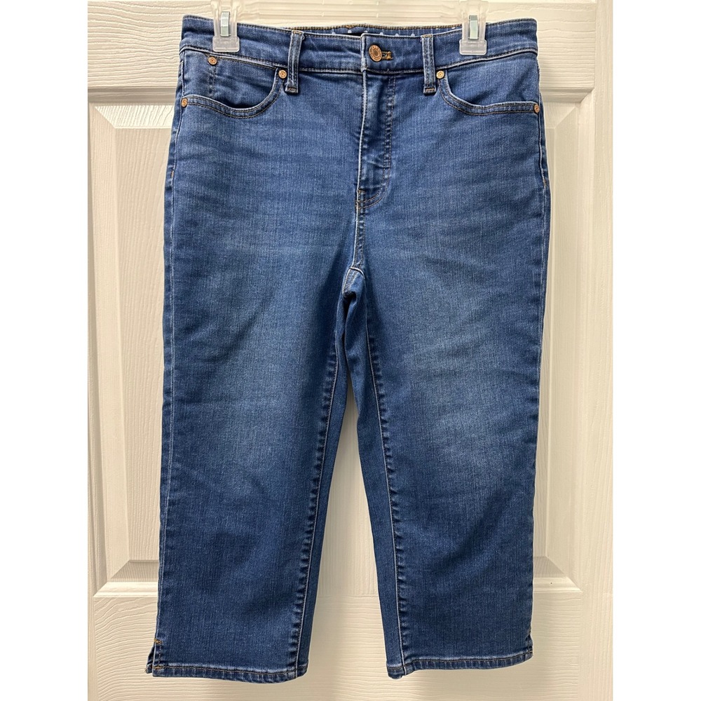 Talbots Pedal Pusher Jean Womens 6 Medium Wash Blue Denim Cropped Capris Stretch